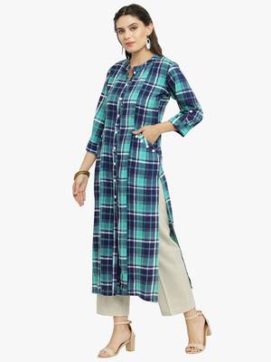 Indibelle Green woven viscose rayon kurtis 4