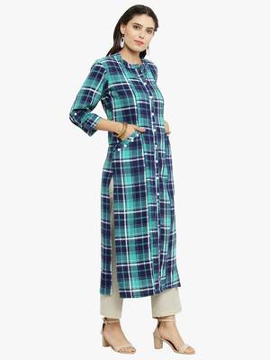 Indibelle Green woven viscose rayon kurtis 5