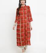 Indibelle Red woven viscose rayon kurtis