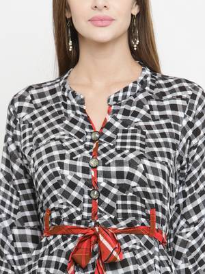 Indibelle Black woven viscose rayon kurtis 2