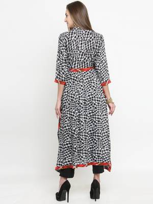 Indibelle Black woven viscose rayon kurtis 3