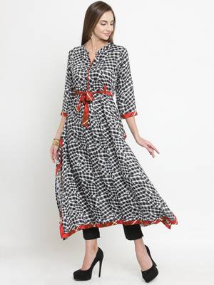 Indibelle Black woven viscose rayon kurtis 4