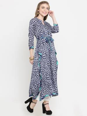 Indibelle Dark-blue woven viscose rayon kurtis 5