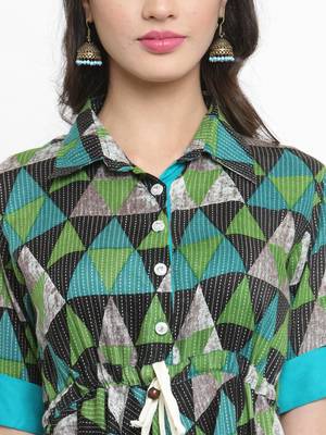 Green woven viscose rayon kurtis 2