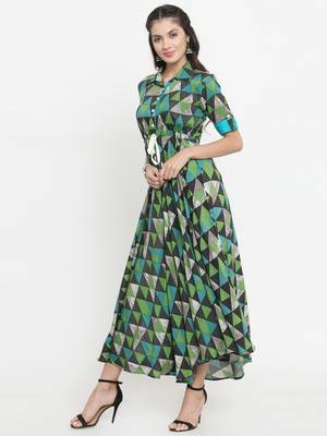 Green woven viscose rayon kurtis 4