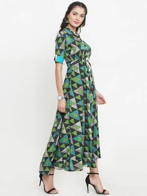 Green woven viscose rayon kurtis 5