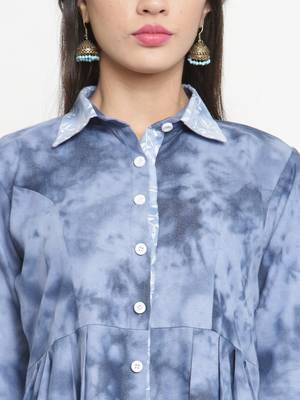 Dark-blue woven cotton kurtis 2