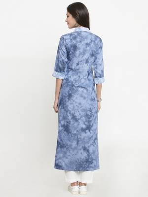Dark-blue woven cotton kurtis 3
