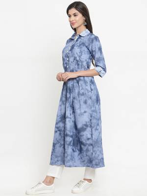 Dark-blue woven cotton kurtis 4