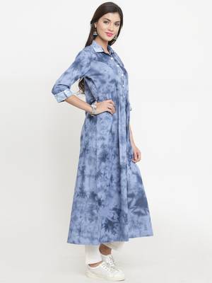 Dark-blue woven cotton kurtis 5