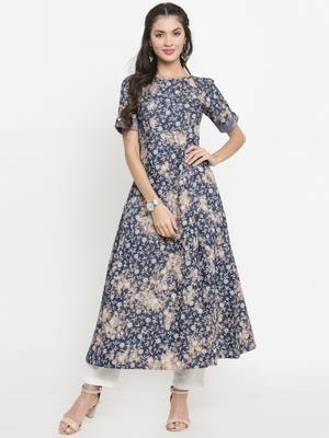 Dark-blue woven cotton kurtis 1