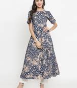 Dark-blue woven cotton kurtis