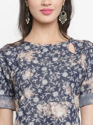 Dark-blue woven cotton kurtis 2