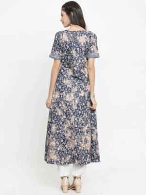 Dark-blue woven cotton kurtis 3