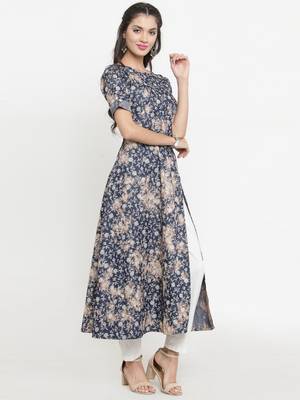Dark-blue woven cotton kurtis 5
