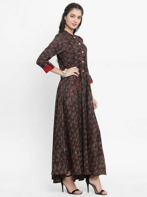 Grey woven viscose rayon kurtis 5