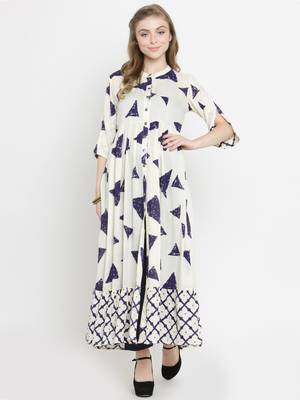 Indibelle Beige woven viscose rayon kurtis 1