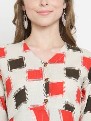 Indibelle Off-white woven cotton kurtis 2