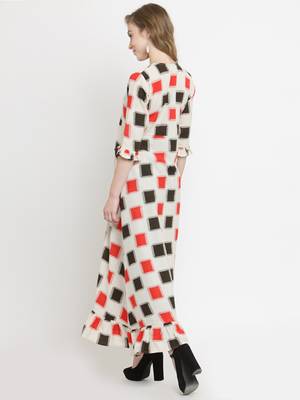 Indibelle Off-white woven cotton kurtis 3