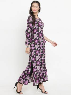 Indibelle Purple woven viscose rayon kurtis 5