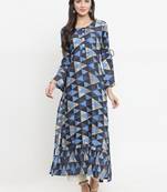 Navy-blue woven viscose rayon kurtis
