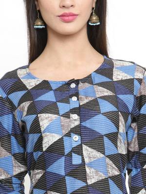 Navy-blue woven viscose rayon kurtis 2