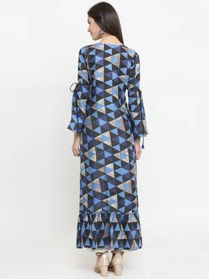 Navy-blue woven viscose rayon kurtis 3