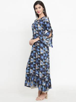 Navy-blue woven viscose rayon kurtis 4