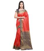 Red Woven Art Silk Saree With Blouse