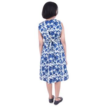 Blue printed cotton kids-frocks 2