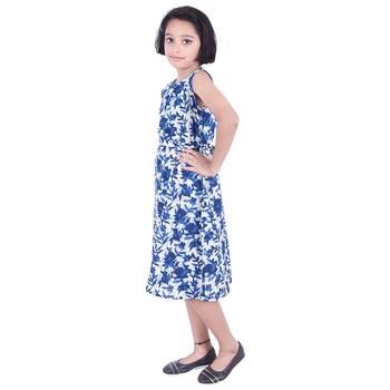 Blue printed cotton kids-frocks 3