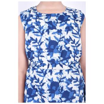 Blue printed cotton kids-frocks 5