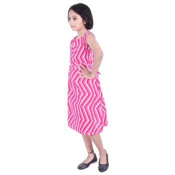 Pink printed cotton kids-frocks 3
