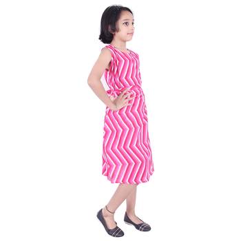 Pink printed cotton kids-frocks 4