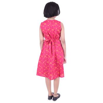 Pink printed cotton kids-frocks 2