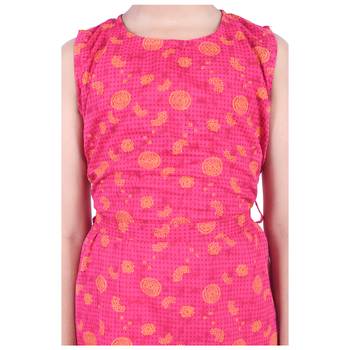 Pink printed cotton kids-frocks 5