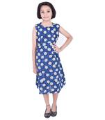 Blue printed cotton kids-frocks