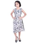 Grey printed cotton kids-frocks