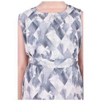Grey printed cotton kids-frocks 5