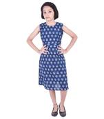Blue printed cotton kids-frocks