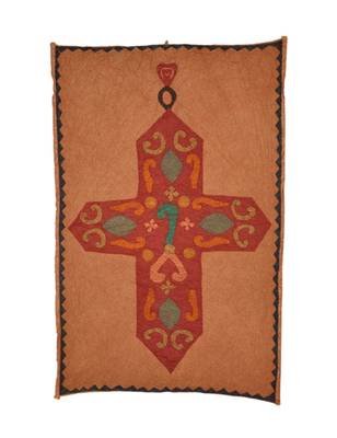 Lal Haveli Cross Patchwork wall Hanging Ethnic Cotton Tapestry Vintage 36 X 53 Inches 1