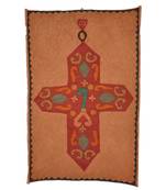 Lal Haveli Cross Patchwork wall Hanging Ethnic Cotton Tapestry Vintage 36 X 53 Inches