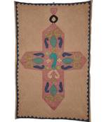 Lal Haveli Patchwork wall Hanging Cotton Vintage Tapestry Brown Table 36 X 53 Inches