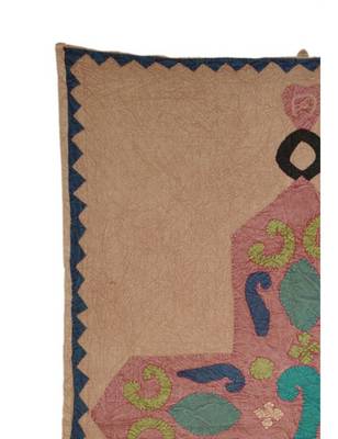 Lal Haveli Patchwork wall Hanging Cotton Vintage Tapestry Brown Table 36 X 53 Inches 3