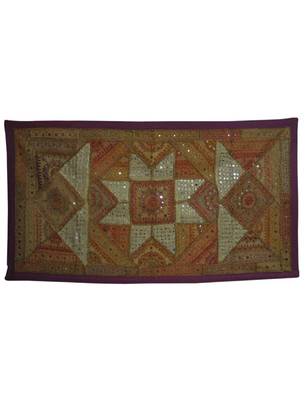 Embroidery wall Hanging wall Art Vintage Cotton Mirror Work 26 X 50 Inches 1
