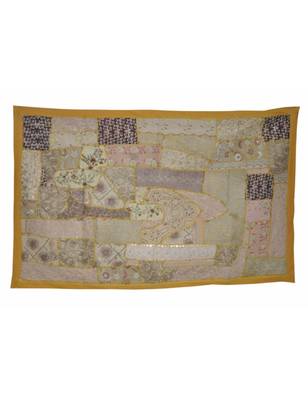 Designer Zari Embroidery Vintage Patchwork wall Hanging Cotton 41 X 58 Inches 1