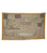 Designer Zari Embroidery Vintage Patchwork wall Hanging Cotton 41 X 58 Inches
