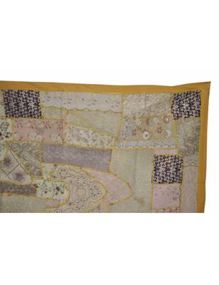 Designer Zari Embroidery Vintage Patchwork wall Hanging Cotton 41 X 58 Inches 3