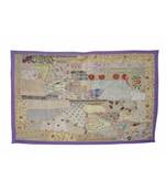 Traditional Cotton Zari wall Hanging Indian Embroidery Vintage 42 X 62 Inches