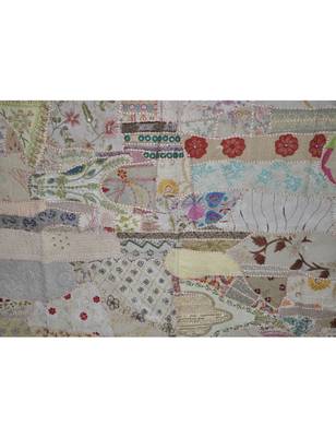 Traditional Cotton Zari wall Hanging Indian Embroidery Vintage 42 X 62 Inches 2